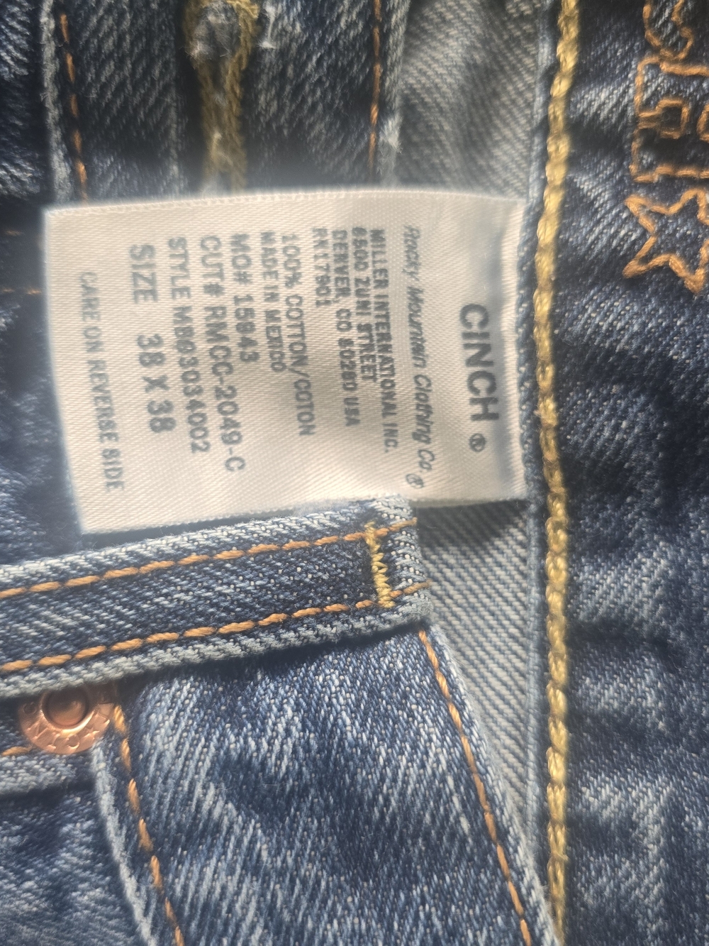 Cinch Men's Blue Denim Jeans - Classic Straight Fit 38x38